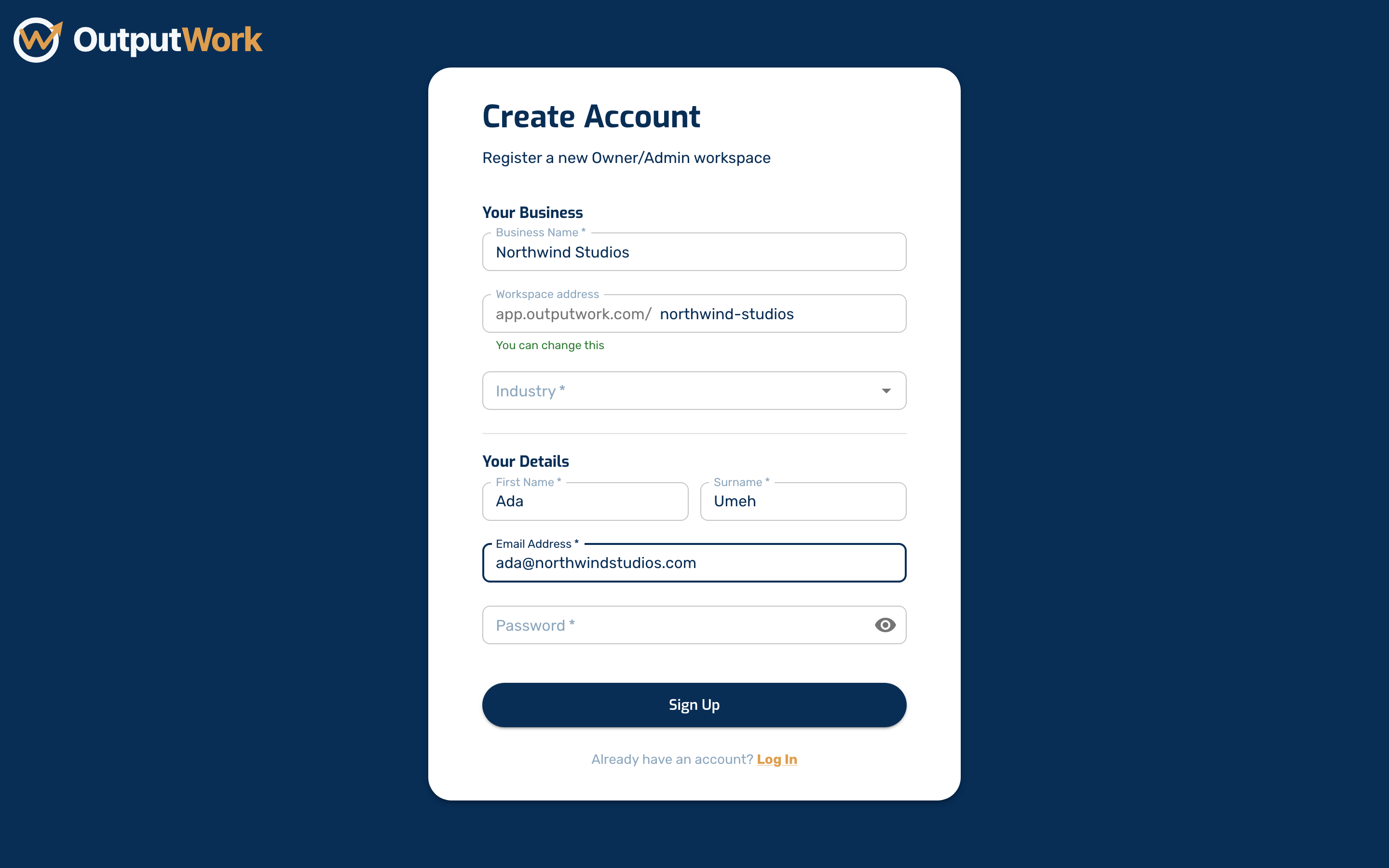 Add your own name and email address. This is the address you will sign in with, and where your confirmation email goes.