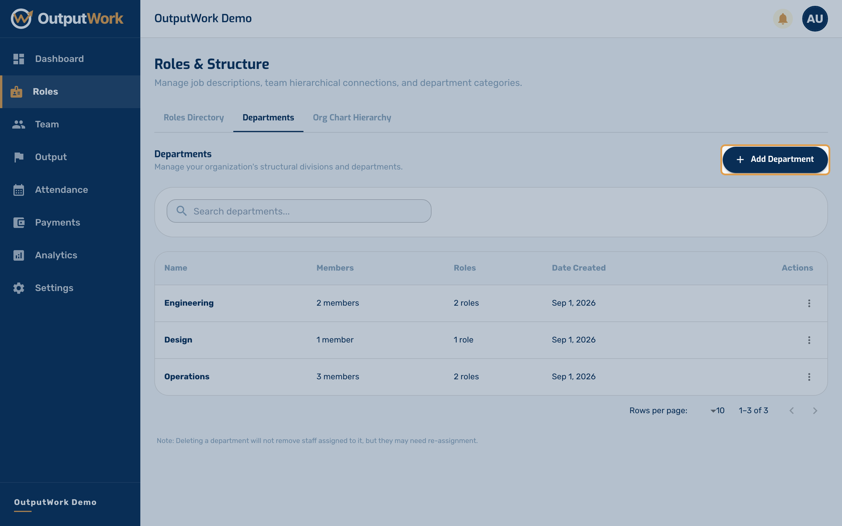 Click Add Department.