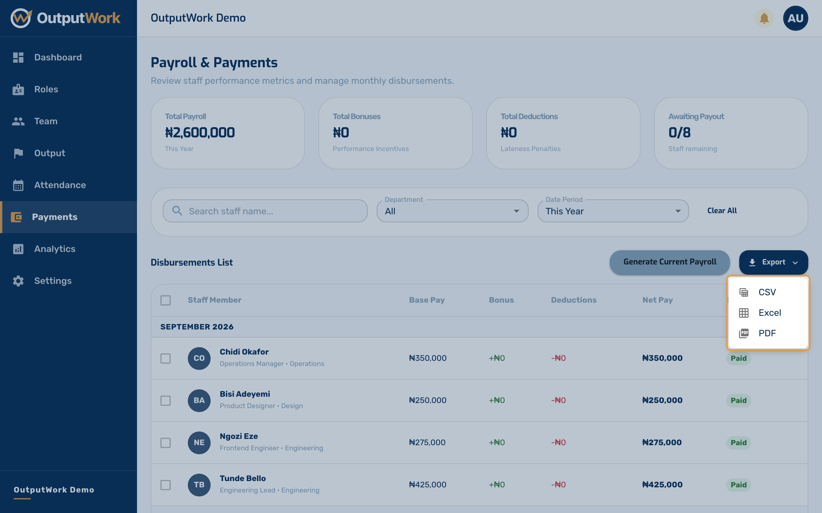 Select your export format:
