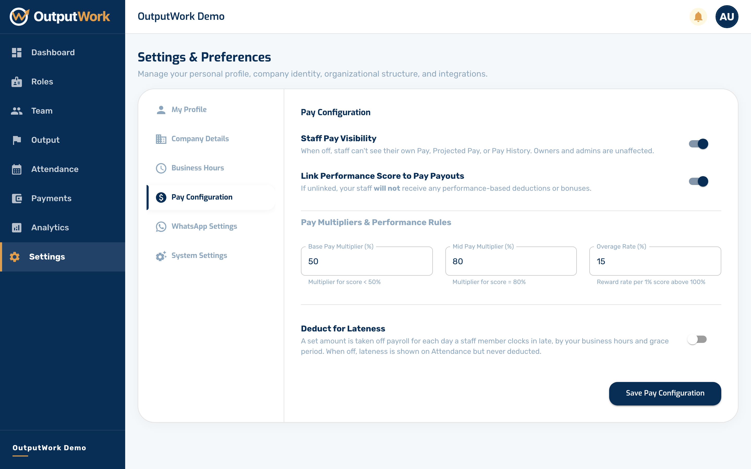 Set how pay works in your organization: