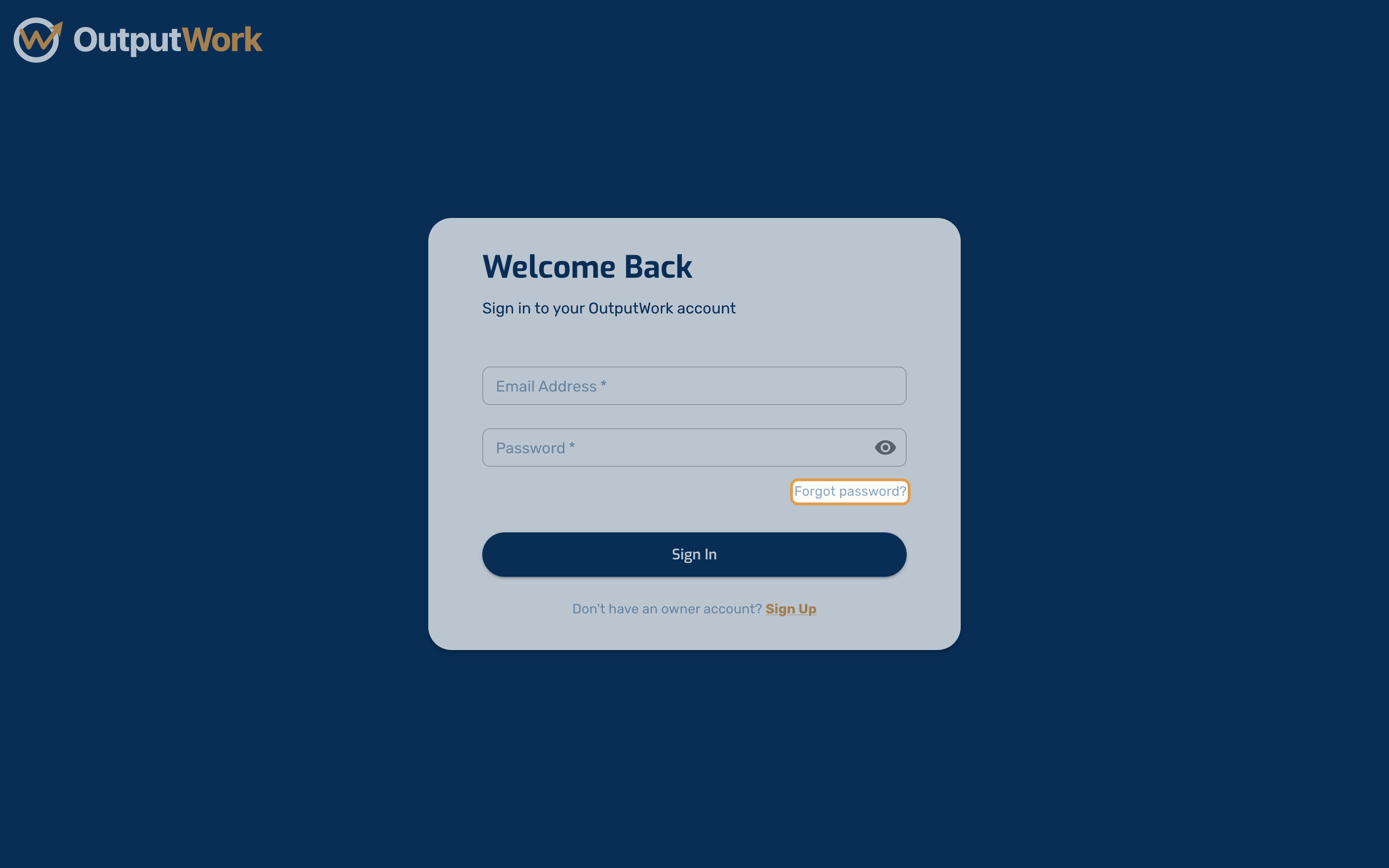 On the sign-in page, click Forgot password? just above the Sign In button.